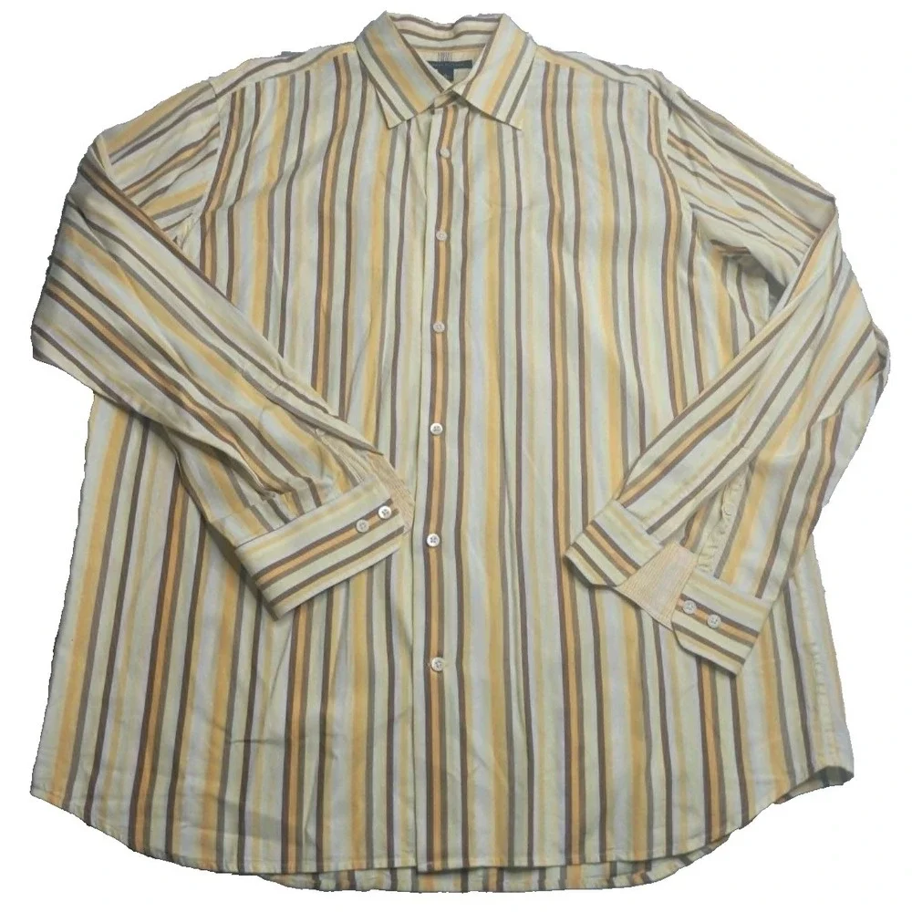 Banana Republic Long Sleeve Yellow Striped Button Down Shirt Mens XL 100% Cotton
